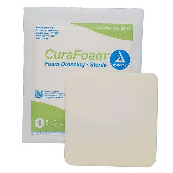 Dynarex CuraFoam Foam Dressing (120/Case)  6" x 6"