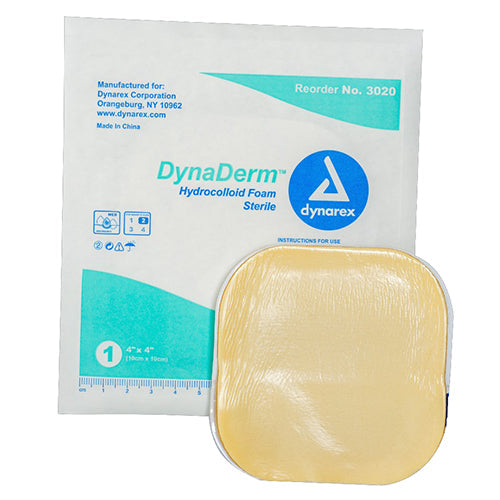 Dynarex DynaDerm Hydrocolloid Dressing - Hydrocolloid Foam - 4" x 4"