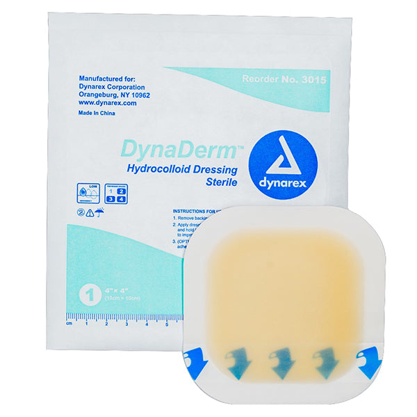 Dynarex DynaDerm Hydrocolloid Dressing - Thin - 4" x 4"