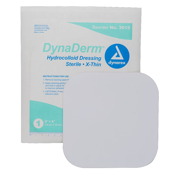 Dynarex DynaDerm Hydrocolloid Dressing  X-Thin - 6" x 6" (60/Case)