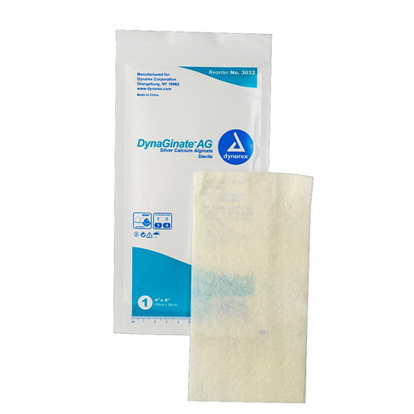 Dynarex DynaGinate AG Silver Calcium Alginate Dressing - 4" x 8"