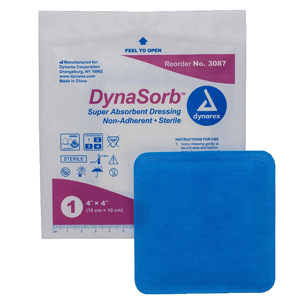 Dynarex DynaSorb Super Absorbent Dressing  Non-Adherent - 4" x 4"