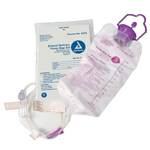 Dynarex Enteral Delivery Pump Bag Set with ENFit Connector