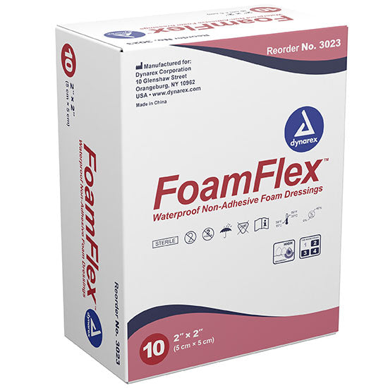 Dynarex FoamFlex Non-Adhesive Waterproof Foam Dressing (120/Case) 