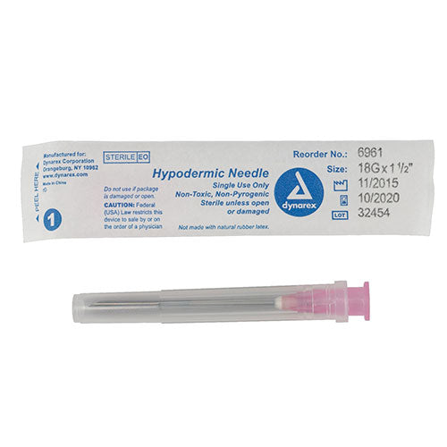 Dynarex Hypodermic Needle (1000/Case)  18 G, 1.5"
