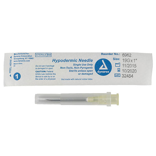 Dynarex Hypodermic Needle (1000/Case)  19 G, 1.5"