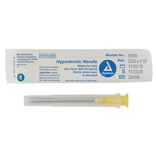Dynarex Hypodermic Needle (1000/Case)  20 G, 1.5"