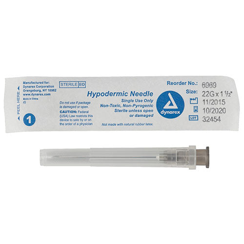 Dynarex Hypodermic Needle (1000/Case)  22 G, 1.5"