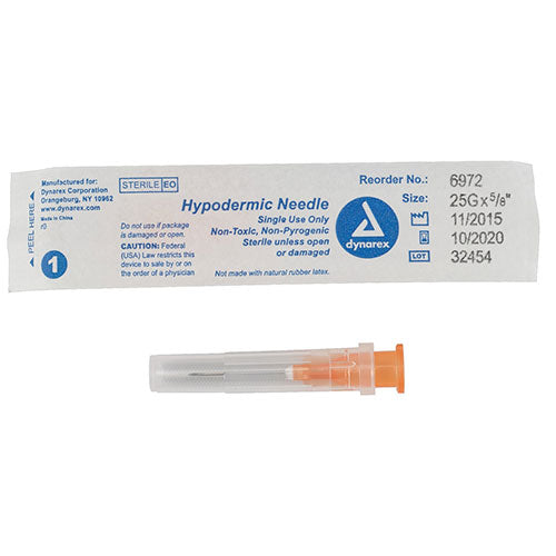 Dynarex Hypodermic Needle (1000/Case)  25 G, 0.63"