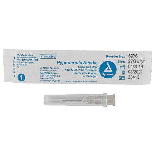 Dynarex Hypodermic Needle (1000/Case)  27 G, 0.5"