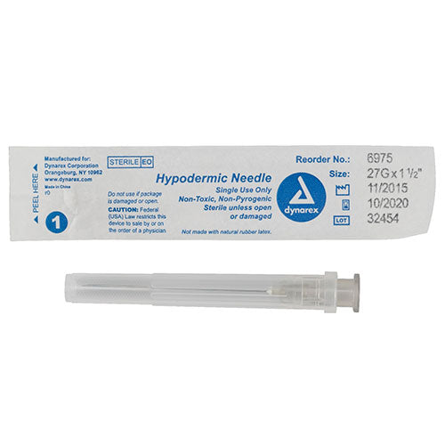 Dynarex Hypodermic Needle (1000/Case)  27 G, 1.5"
