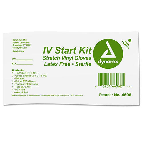 Dynarex IV Start Kit (50/Case)  With PVC Gloves