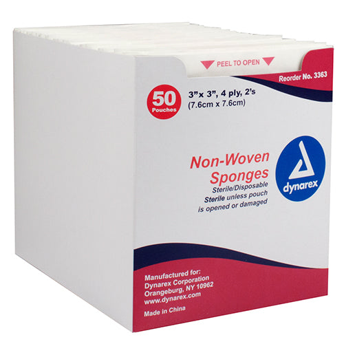 Dynarex Non-Woven Sponge  Sterile - 3" x 3" (2400/Case)