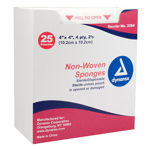 Dynarex Non-Woven Sponge  Sterile - 4" x 4" (1200/Case)
