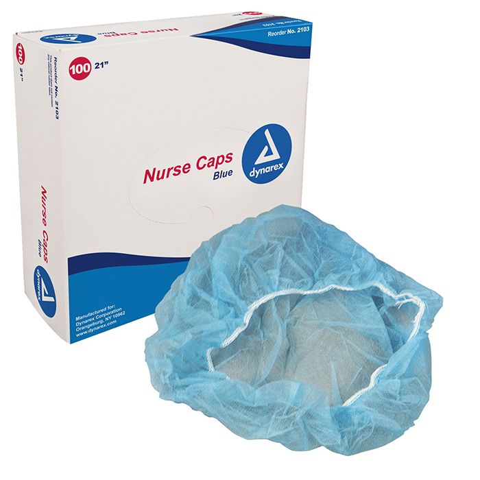 Dynarex Nurse Caps (500/Case)  21" - Blue