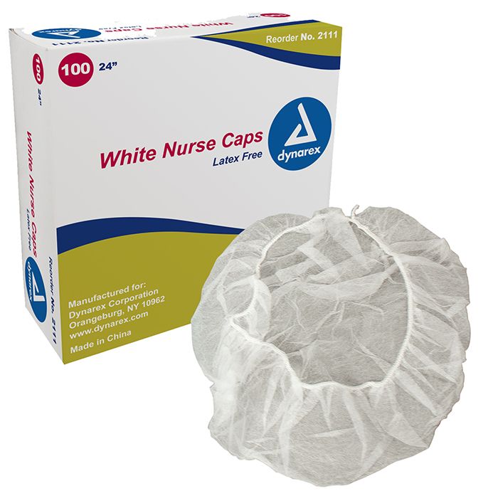 Dynarex Nurse Caps (500/Case)  24" - White