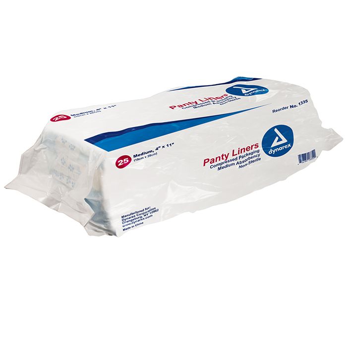 Dynarex Panty Liners (250/Case)  Square End w/ Adhesive Tab - 4" x 11"