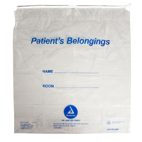 Dynarex Patient Belonging Drawstring Bag (250/Case)  20" x 20" x 4" - Clear