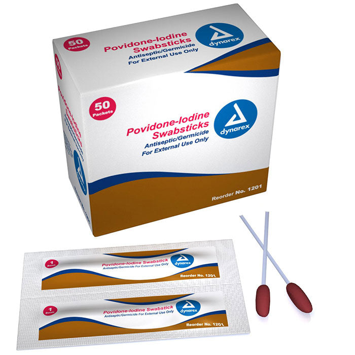 Dynarex Povidone-Iodine Swabsticks  1 Swabstick/Packet (500/Case)