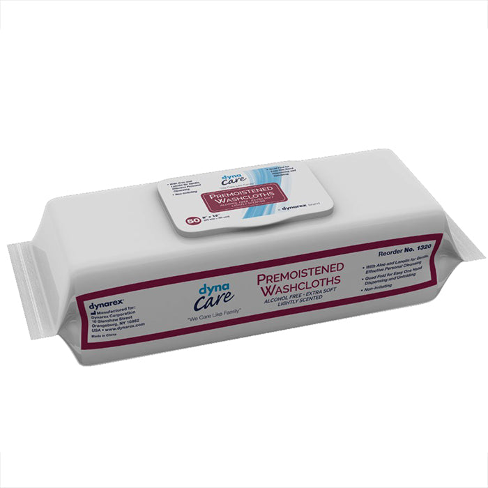 Dynarex Premoistened Adult Washcloths  9" x 13" - Tub (552/Case)