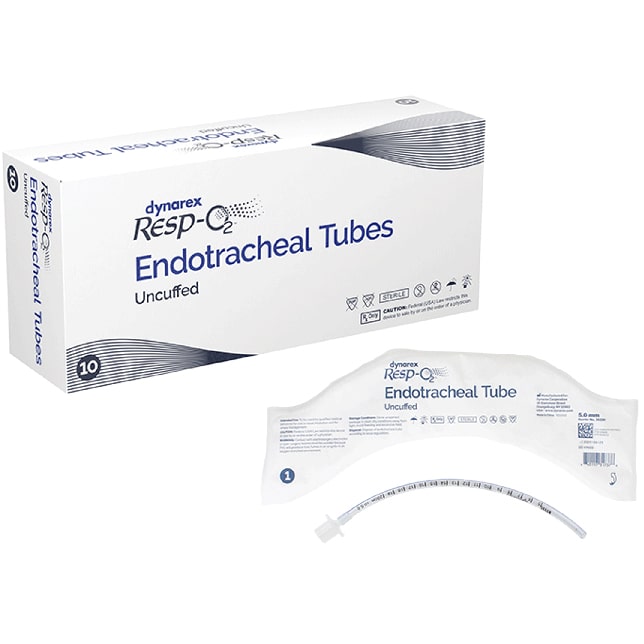 Dynarex Resp-O2 Endotracheal Tube - Uncuffed (10/Box)  5.0 mm