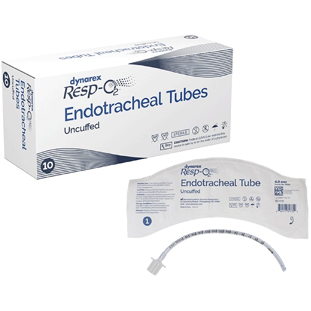 Dynarex Resp-O2 Endotracheal Tube - Uncuffed (10/Box)  4.0 mm