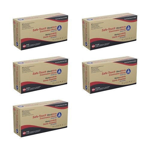 Dynarex Safe-Touch Black Nitrile Exam Gloves - Powder-Free (1000/Case) 
