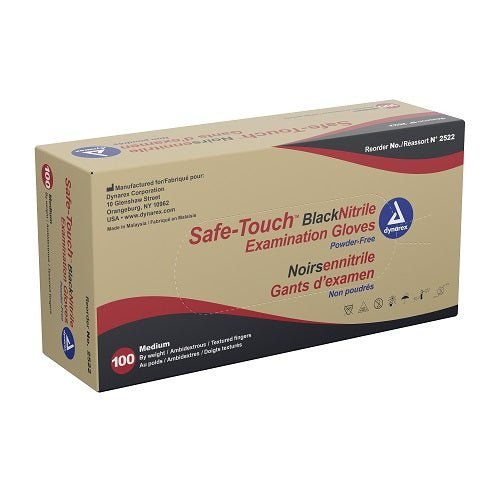 Dynarex Safe-Touch Black Nitrile Exam Gloves - Powder-Free (1000/Case)  Large