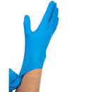 Dynarex Safe-Touch Blue Nitrile Exam Gloves - Powder-Free - Donning