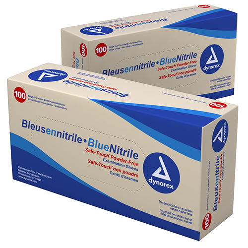 Dynarex Safe-Touch Blue Nitrile Exam Gloves - Powder-Free (1000/Case)  X-Large