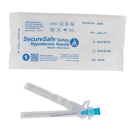 Dynarex SecureSafe Safety Hypodermic Needle - 23 G, 1" Needle