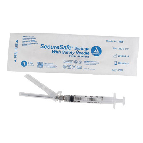 Dynarex SecureSafe Syringe with Safety Needle (800/Case) 