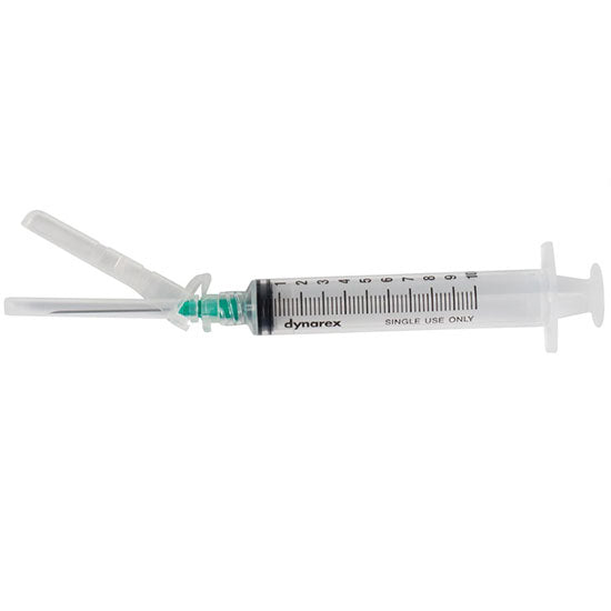 Dynarex SecureSafe Syringe with Safety Needle (800/Case)  3 cc - 22 G, 1.5" Needle