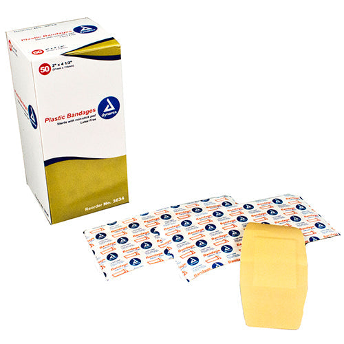 Dynarex Sheer Plastic Adhesive Bandages  2" x 4.5" (1200/Case)