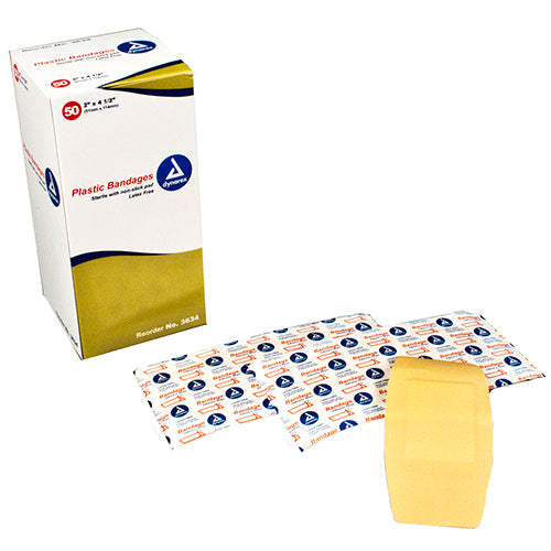 Dynarex Sheer Plastic Adhesive Bandages - 2" x 4.5"
