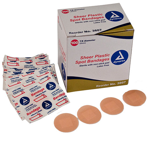 Dynarex Sheer Plastic Adhesive Bandages  7/8" (Spot Bandage) (4800/Case)