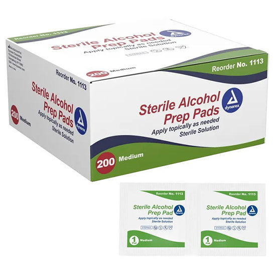Dynarex Sterile Alcohol Prep Pad  Medium - 10 Boxes, 200/Box