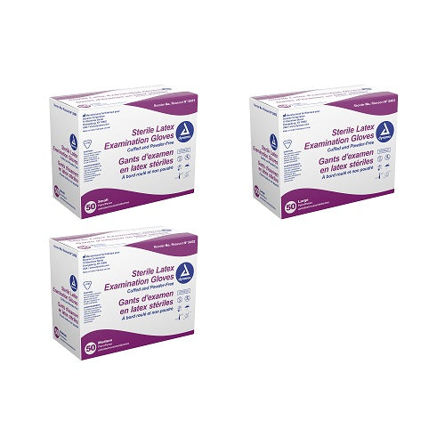 Dynarex Sterile Latex Exam Gloves - Powder-Free (400 Pairs/Case) 