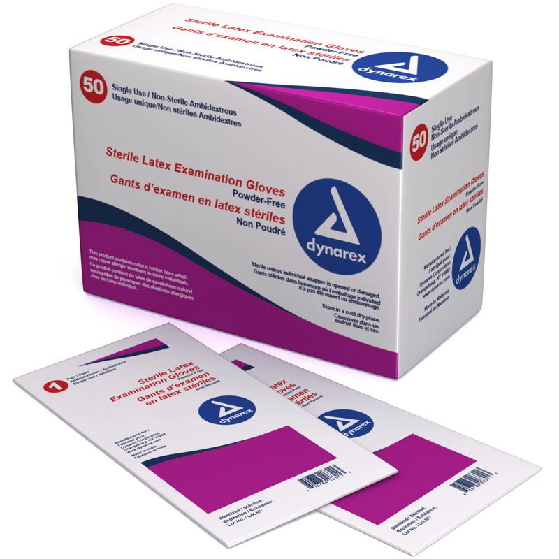 Dynarex Sterile Latex Exam Gloves - Powder-Free