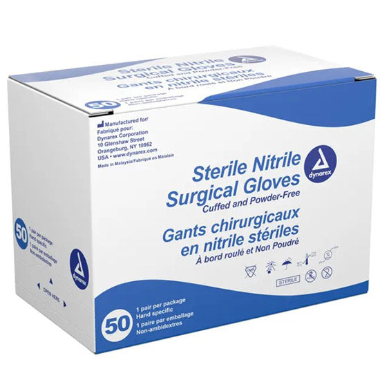 Dynarex Sterile Nitrile Surgical Gloves (200 Pairs/Case) 