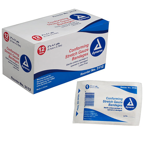Dynarex Stretch Gauze Bandage Roll - Sterile  2" (96/Case)