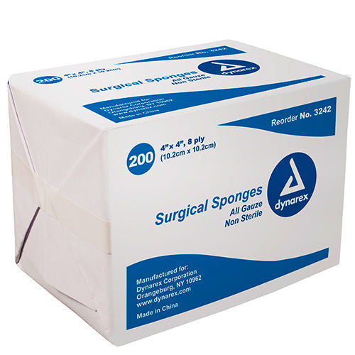 Dynarex Surgical Gauze Sponges - Non-Sterile  4"x 4" - 8 Ply (4000/Case)