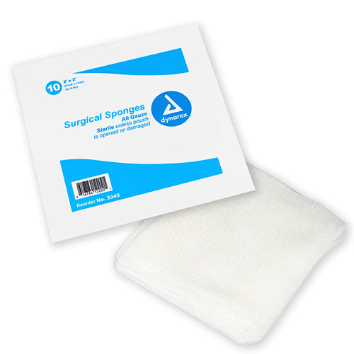 Dynarex Surgical Gauze Sponges - Sterile  10s - 4" x 4" - 12 Ply (1280/Case)