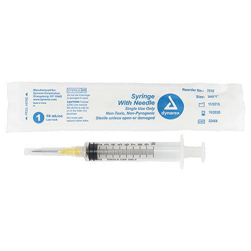 Dynarex Syringes With Needle  10 cc - 20 G, 1" (400/Case)