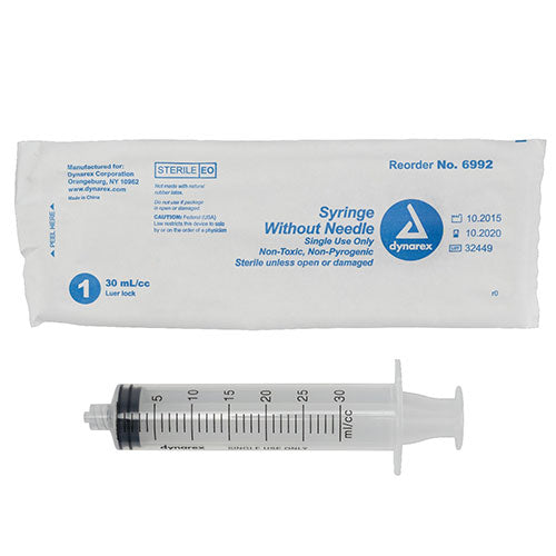 Dynarex Syringes Without Needle  Luer Lock - 30 cc (500/Case)