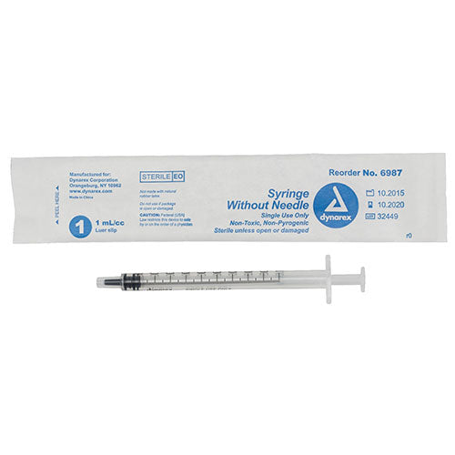 Dynarex Syringes Without Needle  Luer Slip - 1 cc (1000/Case)