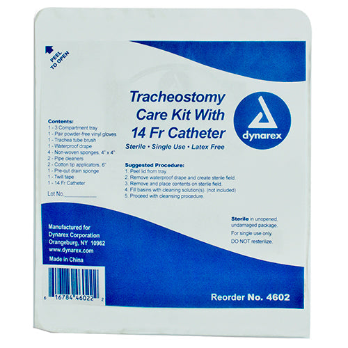 Dynarex Tracheostomy Care Kit (20/Case)  With-14-FR-Suction-Catheter