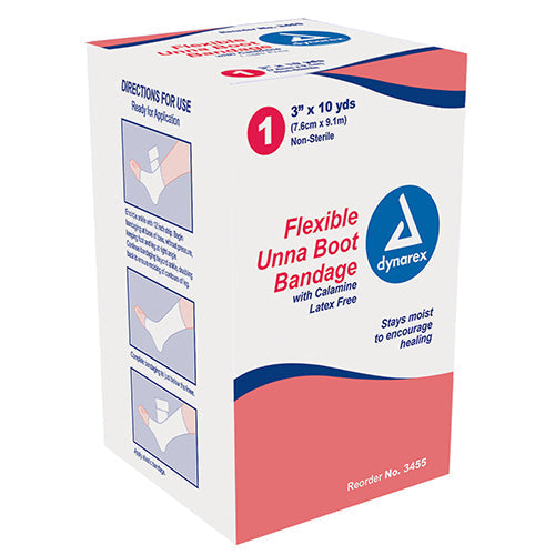 Dynarex Unna Boot Bandages (12/Case)  With Calamine - 3" x 10 yd