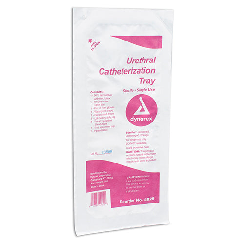Dynarex Urethral Catheterization Tray (20/Case)  With Red Rubber Catheter