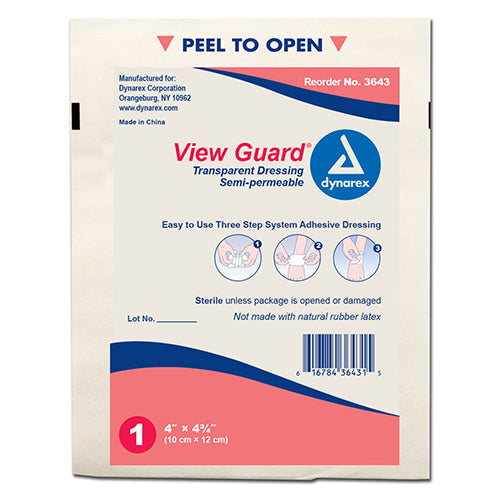 Dynarex View Guard Transparent Dressing  4" x 4.75" (200/Case)
